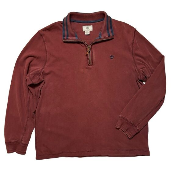 Timberland Men’s 100% Cotton Quarter-Zip Sweater Sweatshirt Pullover Size Large - Picture 1 of 7